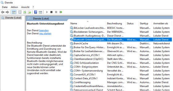 den Bluetooth-Unterstützungsdienst