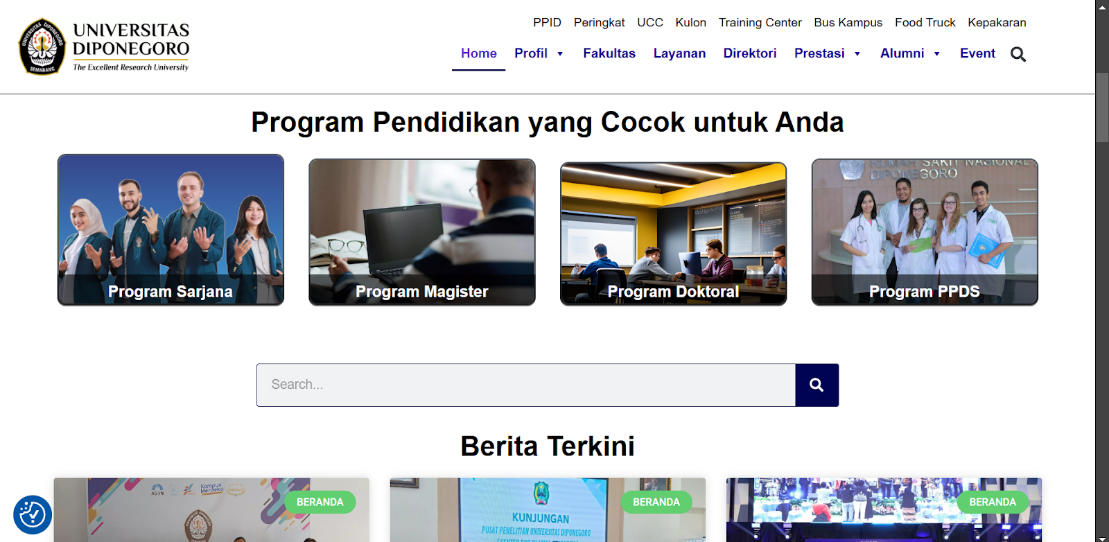 contoh website universitas diponegoro