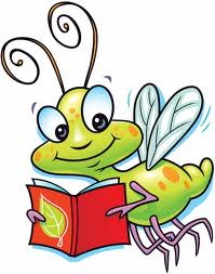 flying bug holding a book