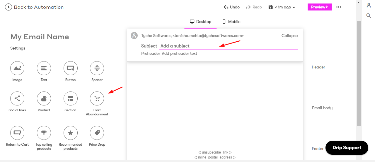 Integration with Drip - Tyche Softwares Documentation