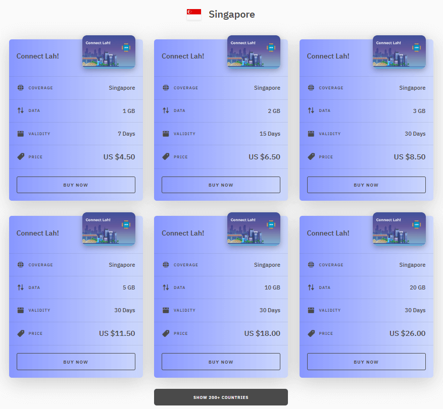 Airalo Singapore eSIM Plans