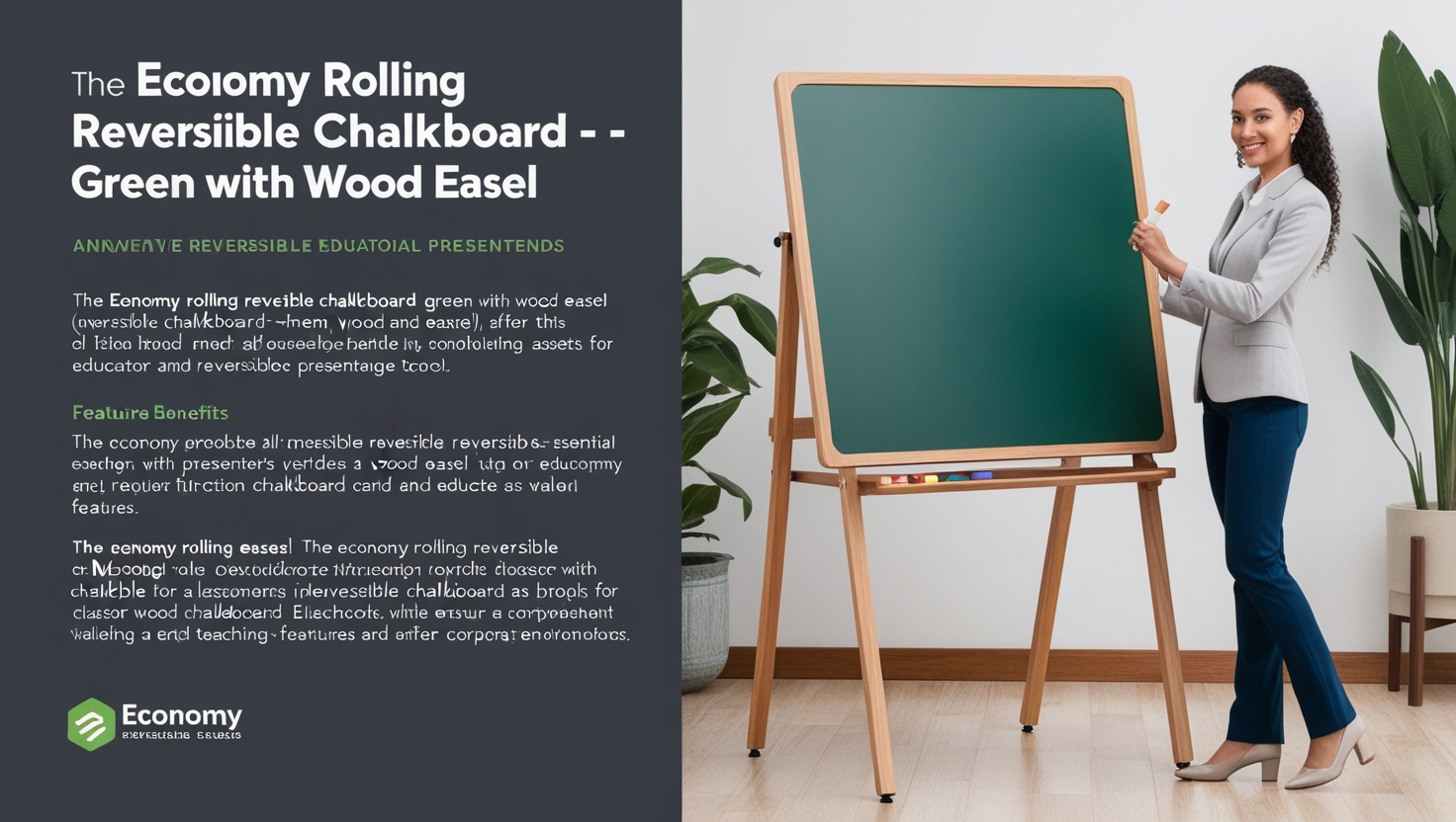 economy rolling reversible chalkboard