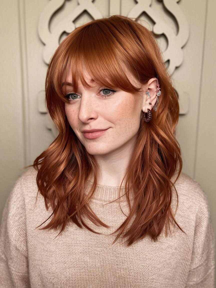 15. Copper-Red Shag with Bangs