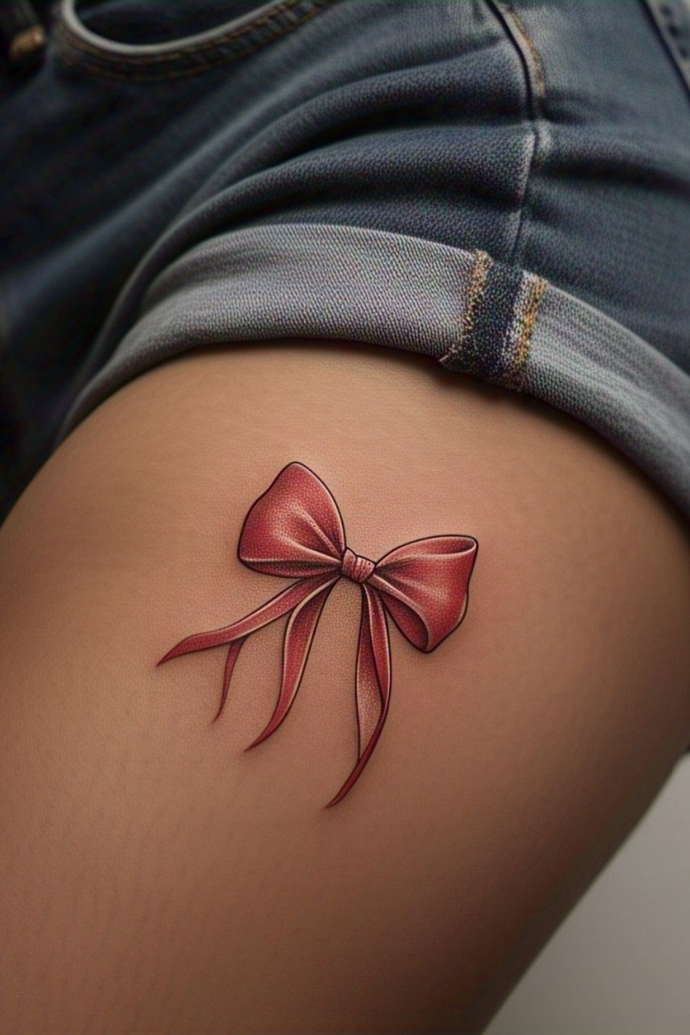 Bow Thigh Tattoo