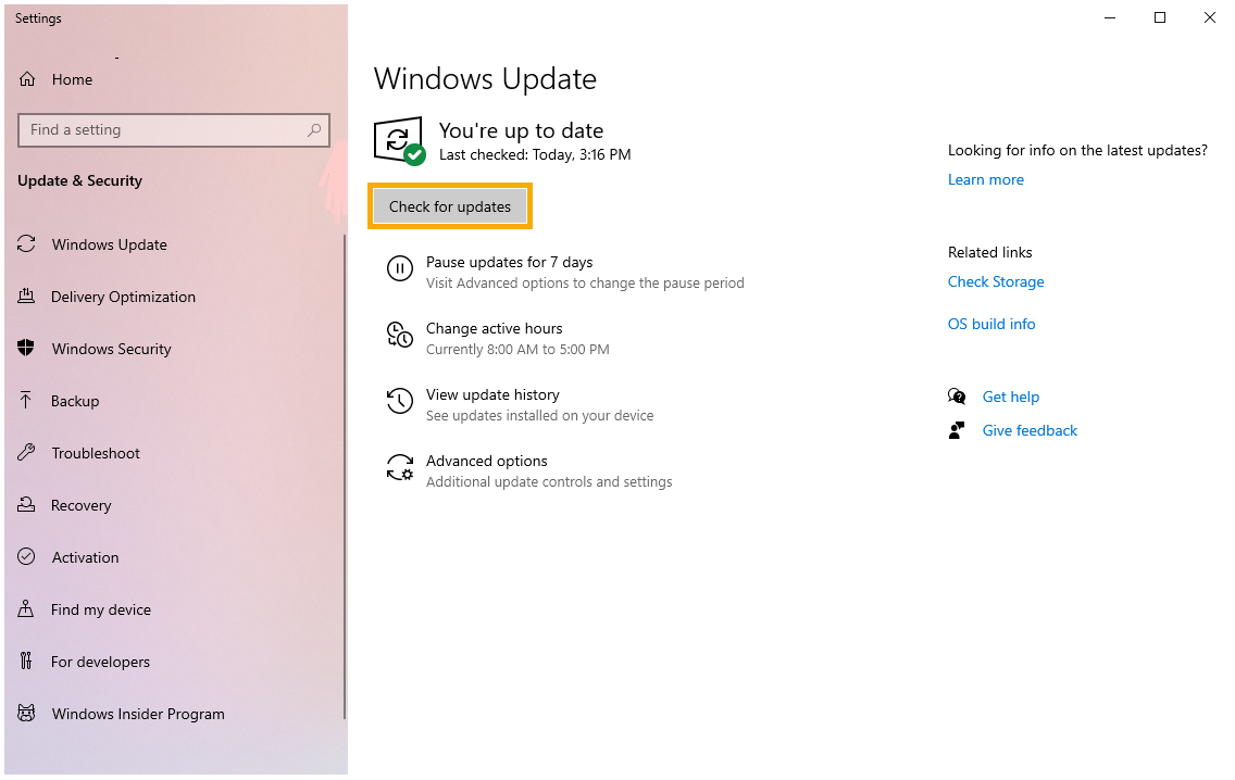 Check for updates in windows updates on windows 11.