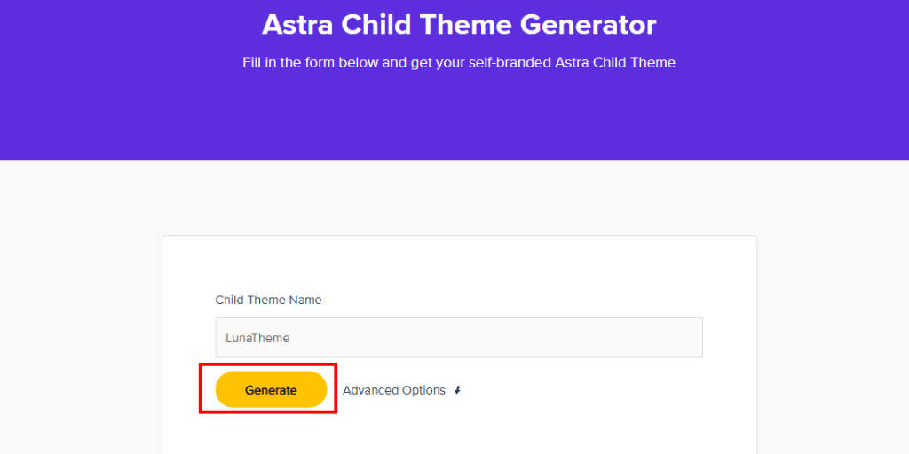 Generate Child Theme