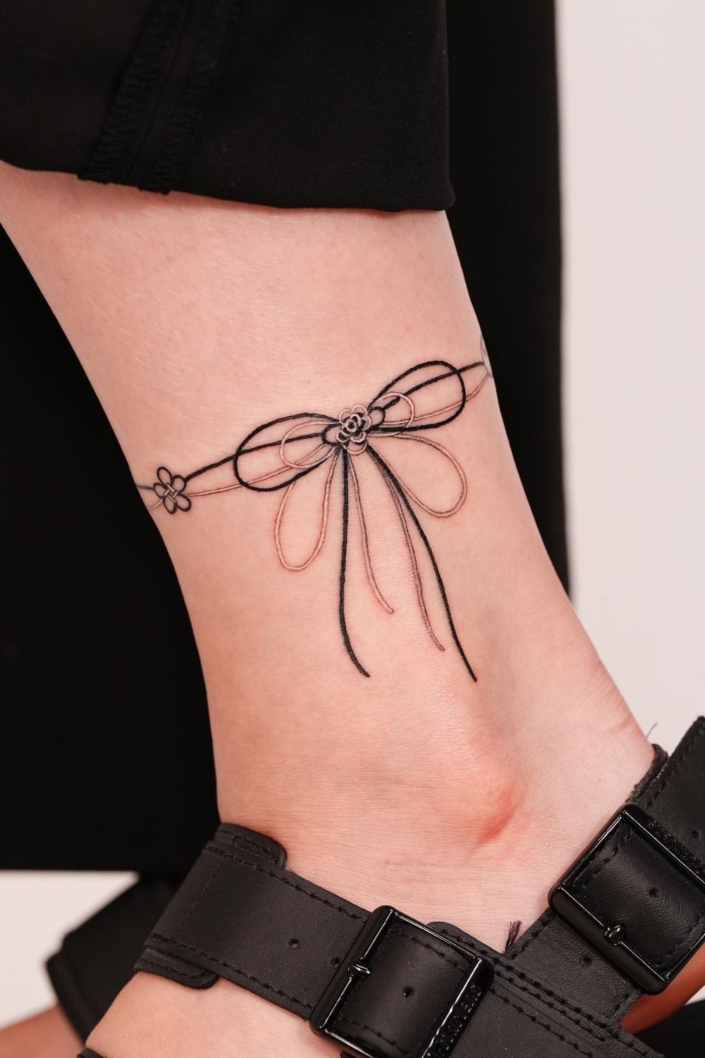 Simple String Anklet Tattoo