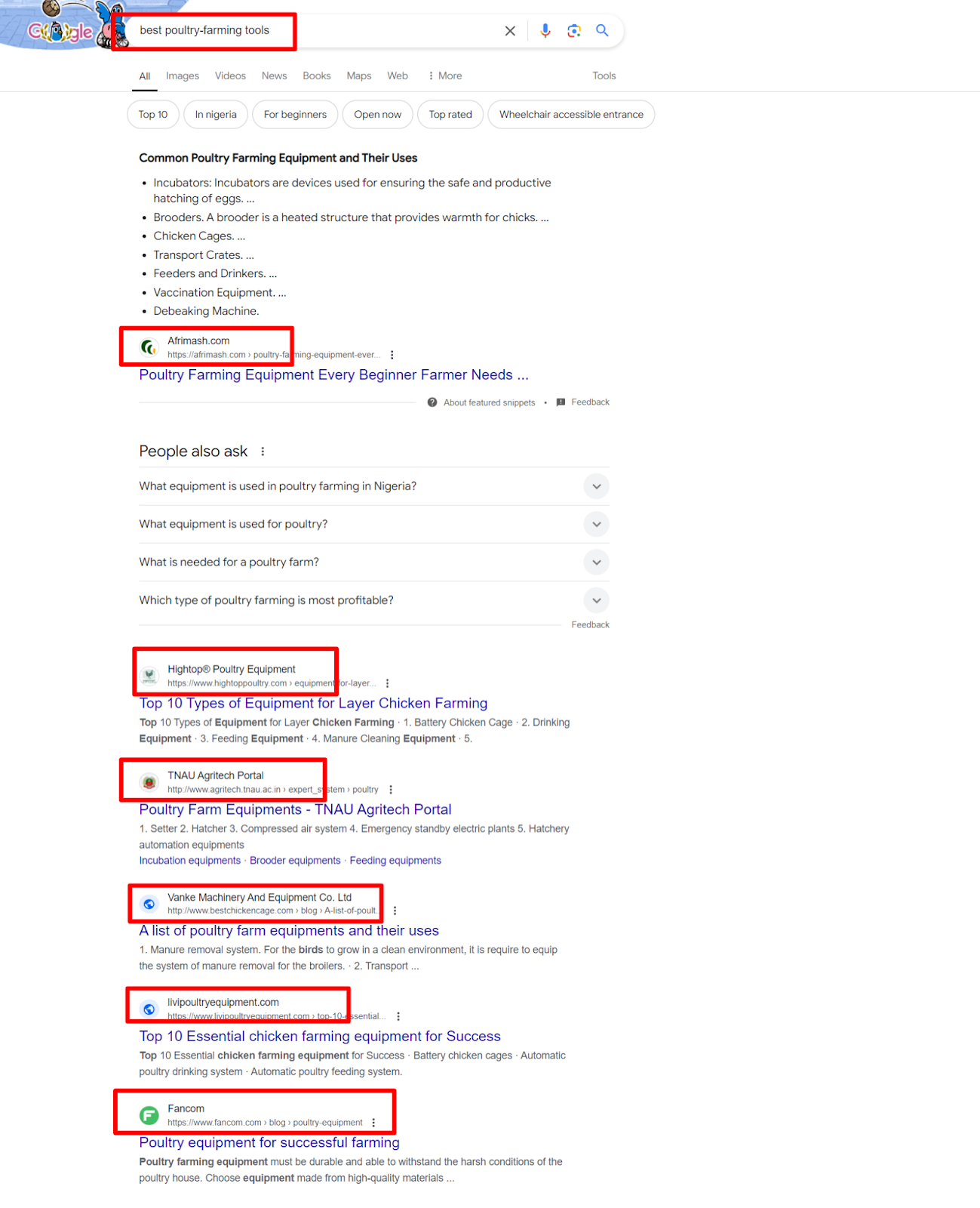 Google search results — "best poultry-farming tools"