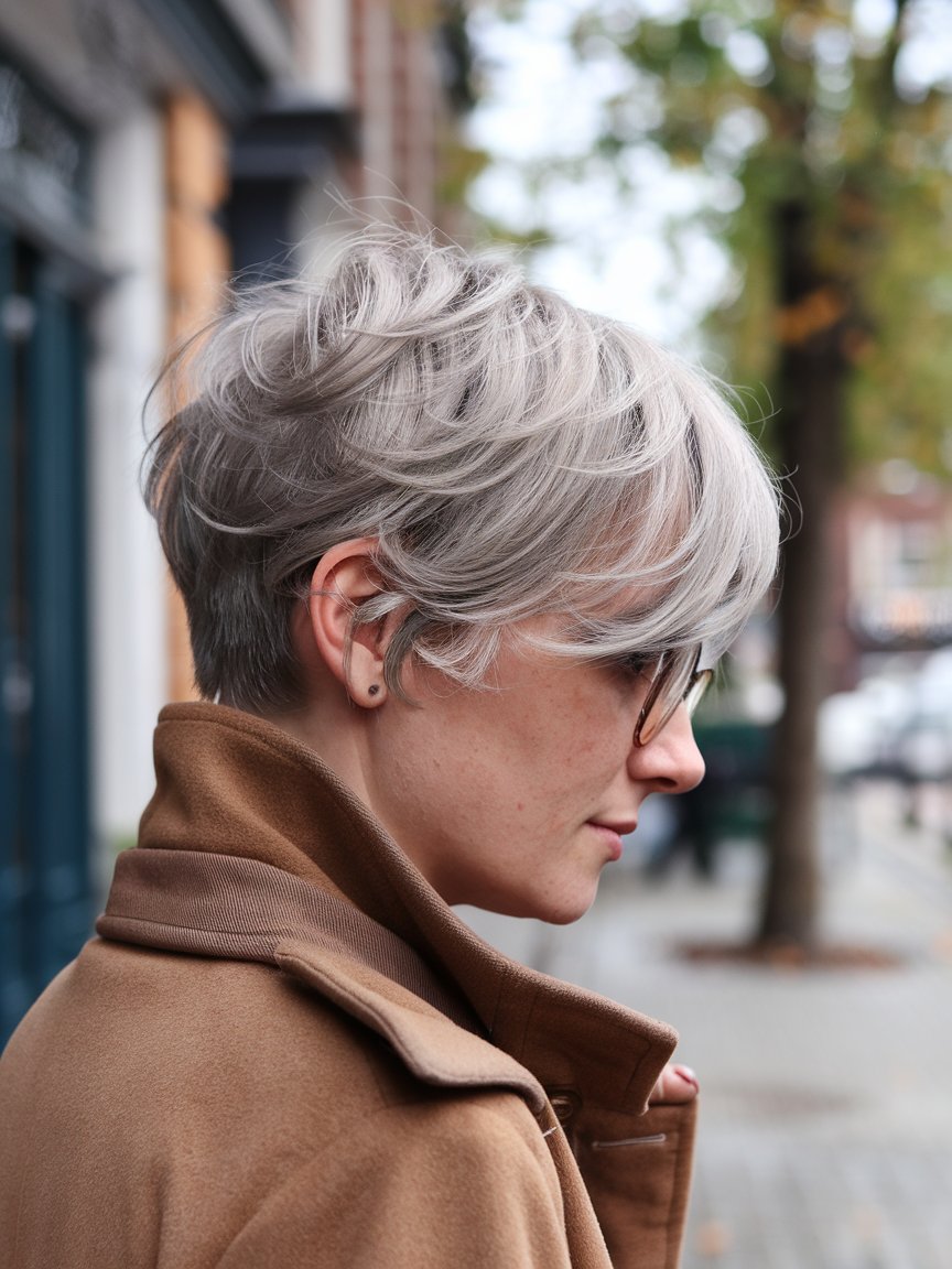 38. Pixie Cut with Swoopy Layers