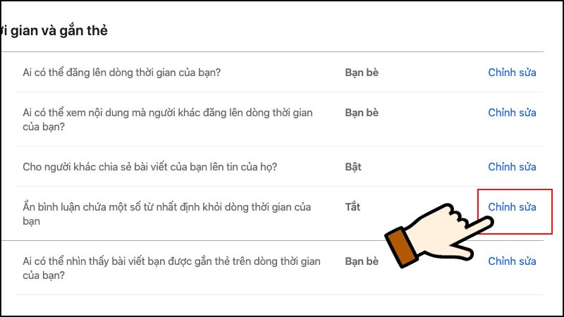 Ẩn bình luận chứa một số từ nhất định khỏi dòng thời gian của bạn, nhấn vào Chỉnh sửa.