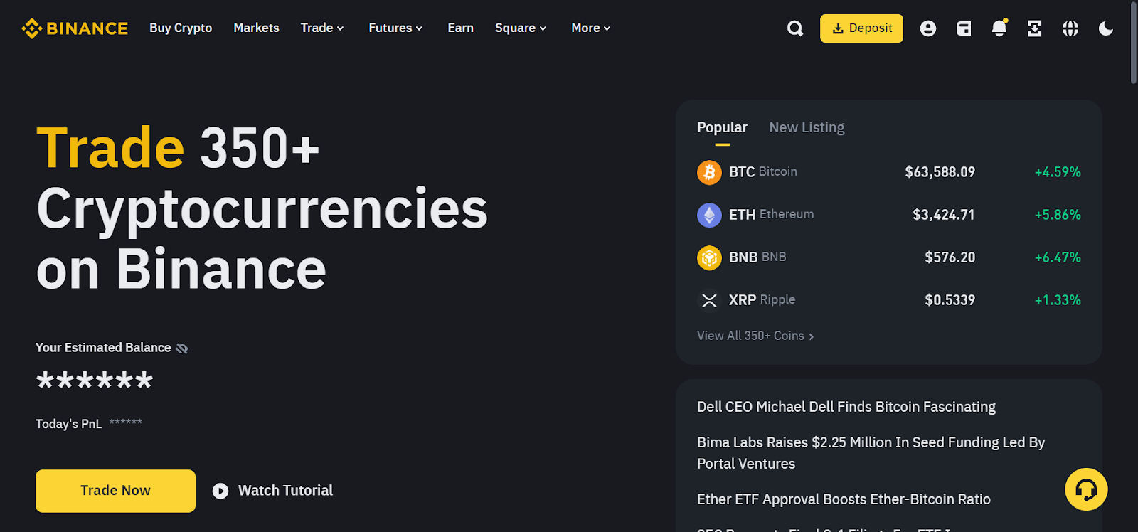 Trade over 350 cryptocurrencies on Binance, a leading platform with strong security, high liquidity, and user-friendly features.