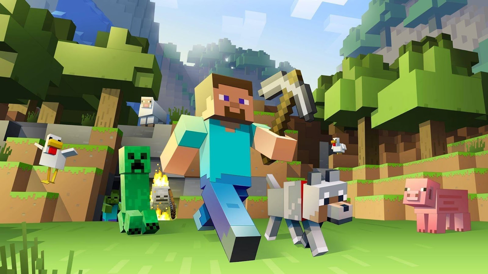 The Official Picture of Minecraft with its characters