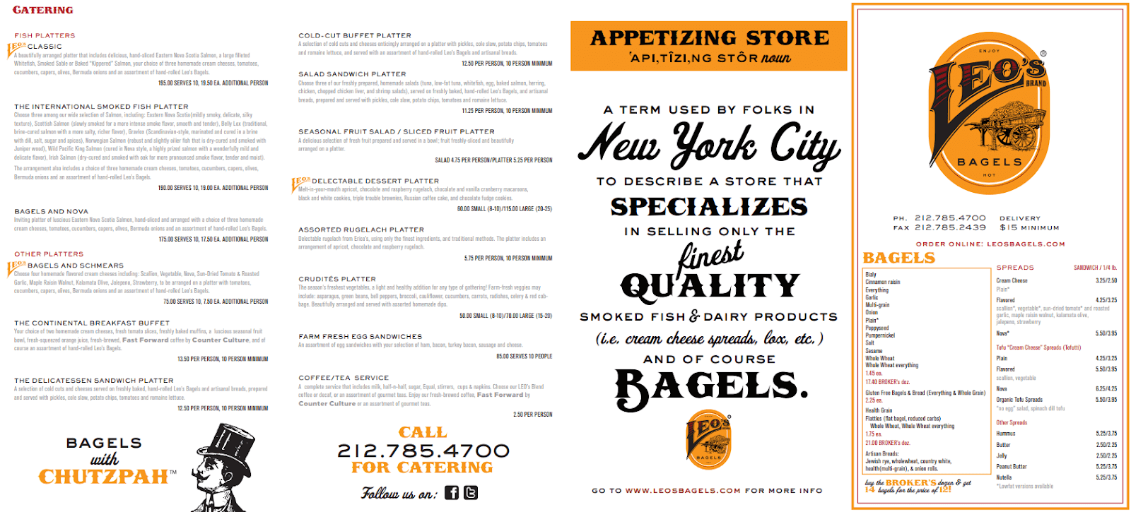 Leo’s Bagel Menu