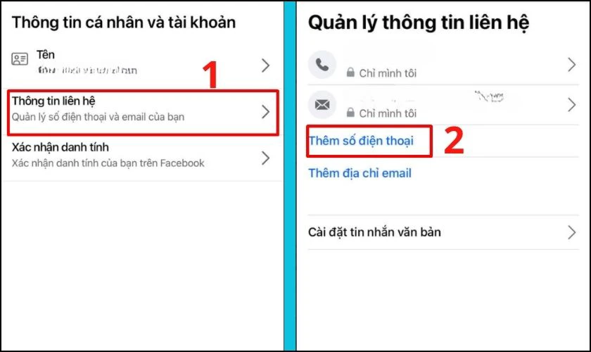 cách thêm số điện thoại vào Facebook