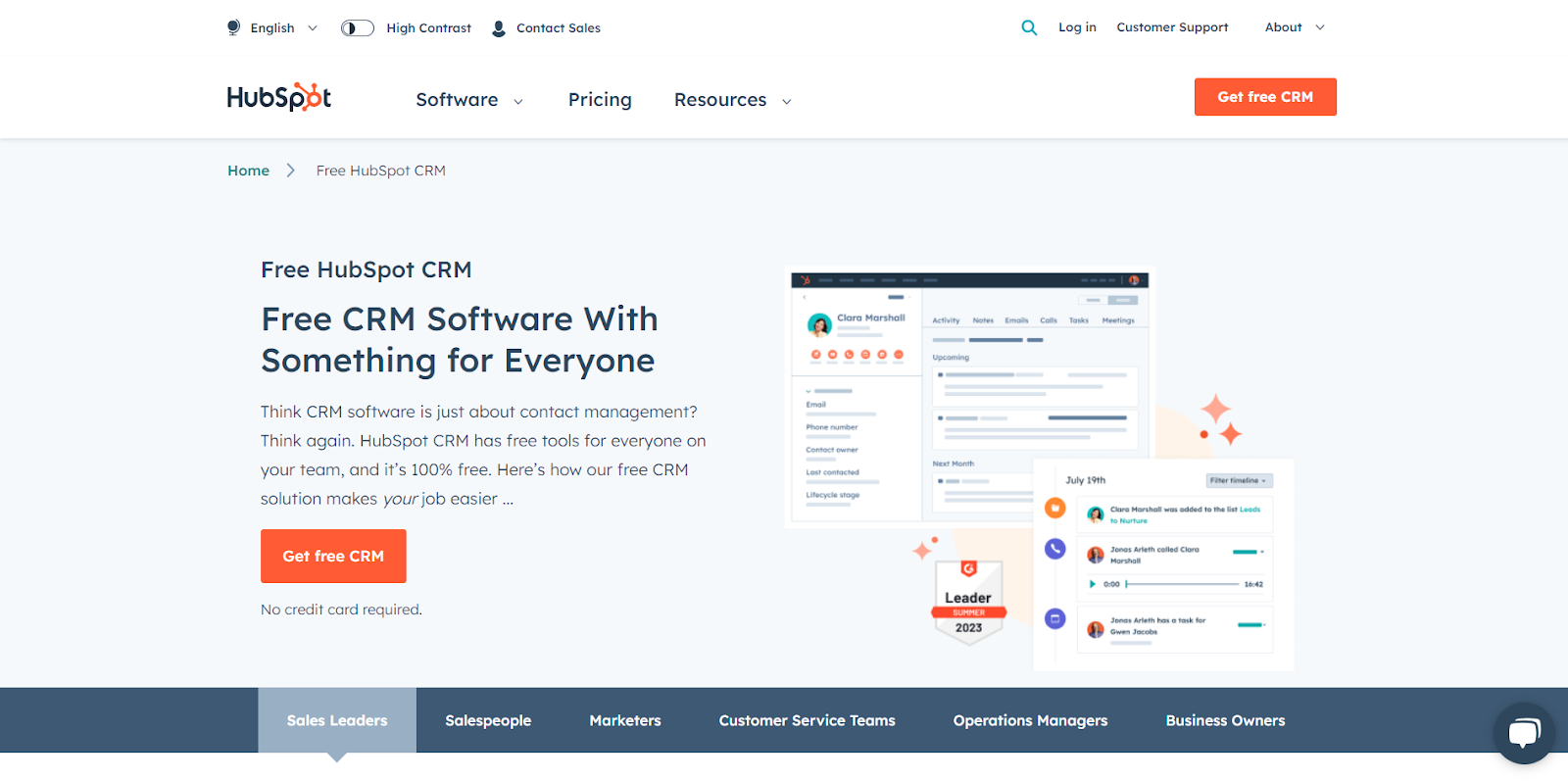 HubSpot CRM HomePage