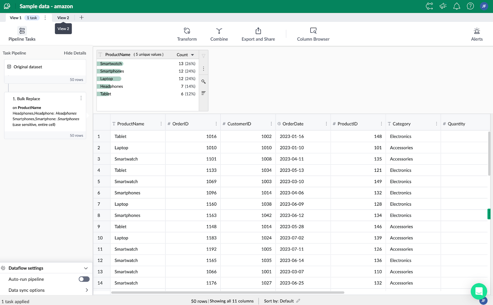 Alteryx vs Tableau vs Mammoth: Mammoth Analytics Navigation