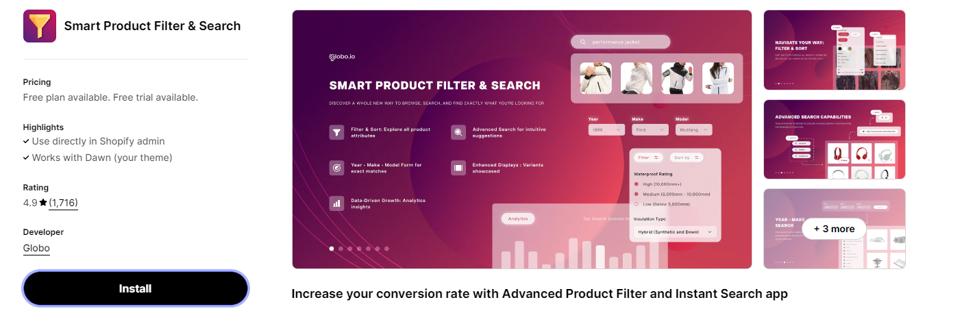 Smart Product filter: best Shopify apps for clothing store.