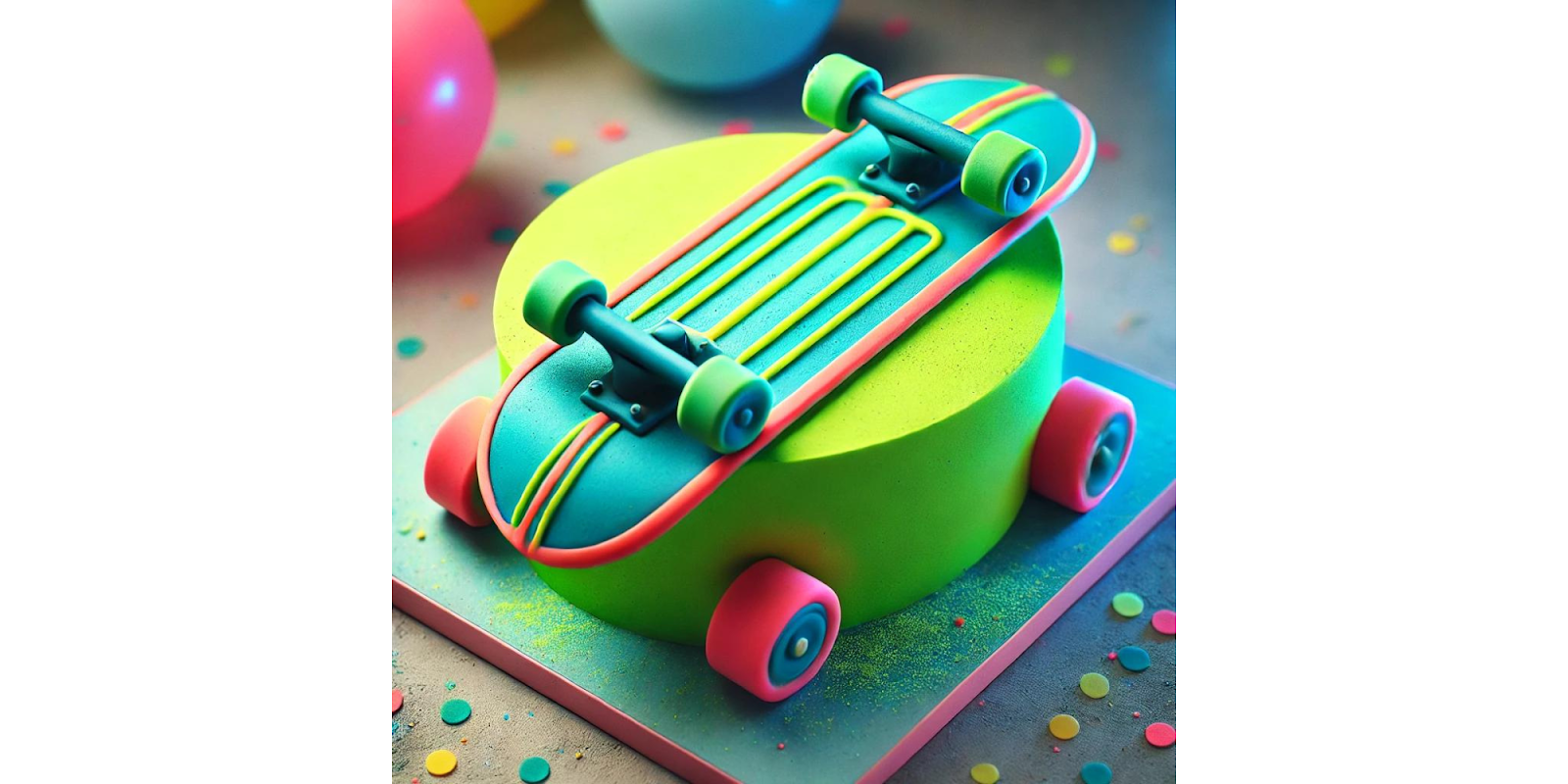 6. Neon Skateboard Cake