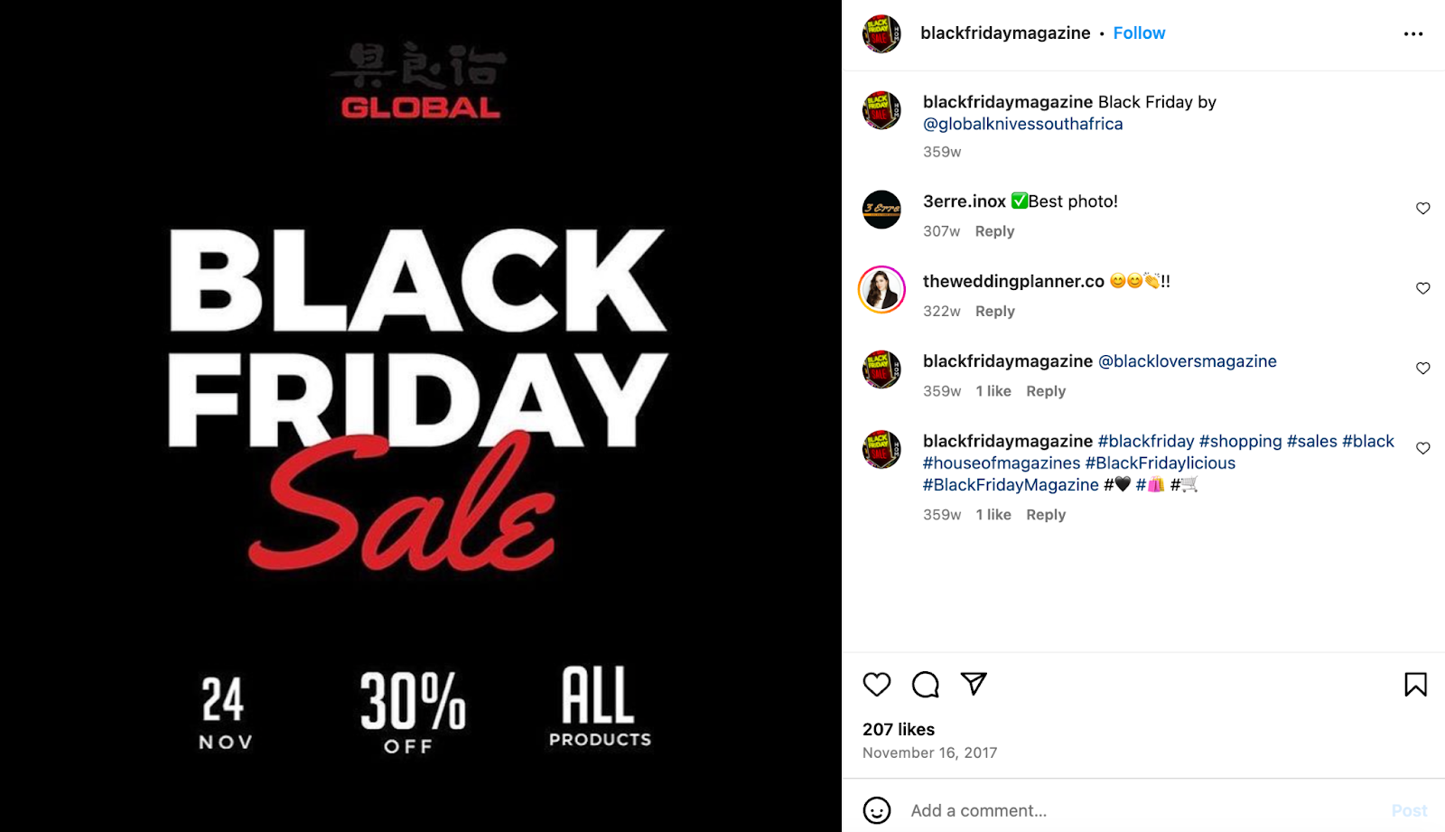 Black Friday Instagram post