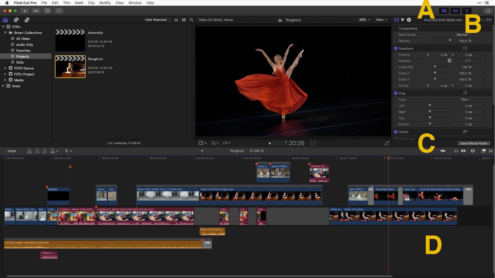 Final Cut Pro window with four options.