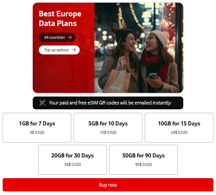 Rates and data plans from the best eSIM providers for travel to Europe
