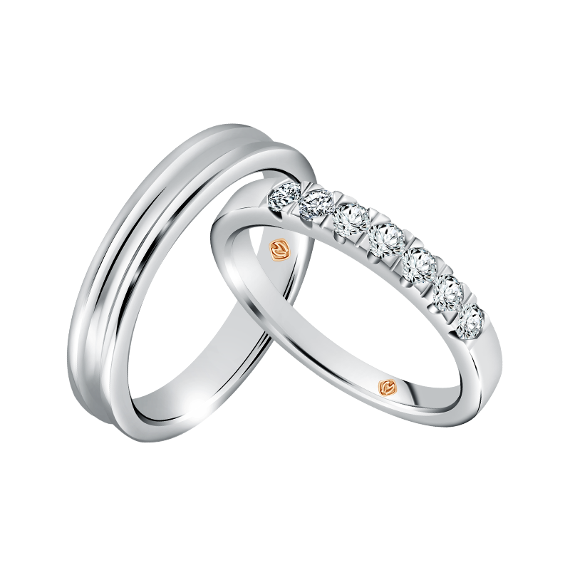 Wedding Ring MONDIAL Berhias Berlian Memukau dan White Gold 18K