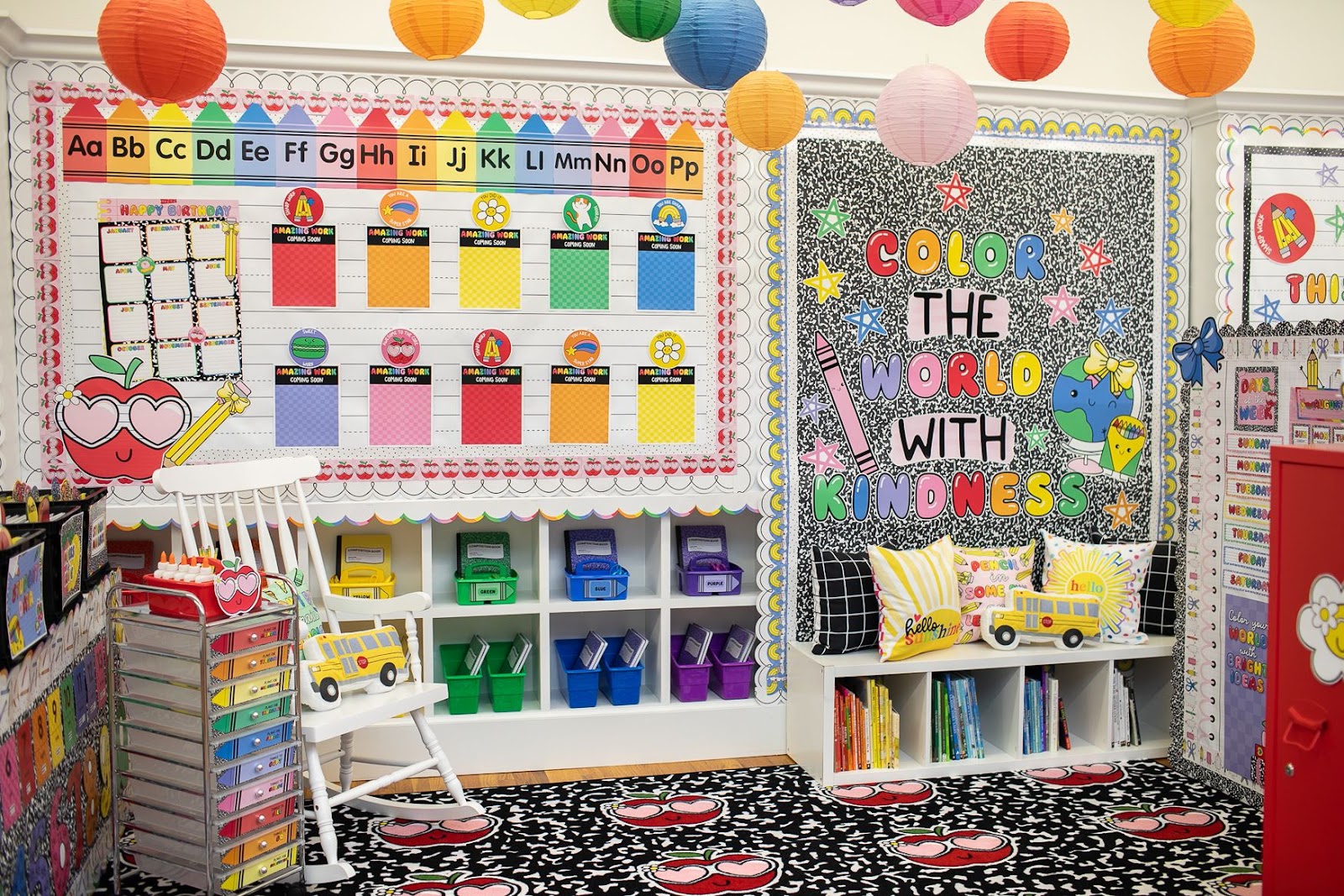 Bright rainbow School Supplies decor