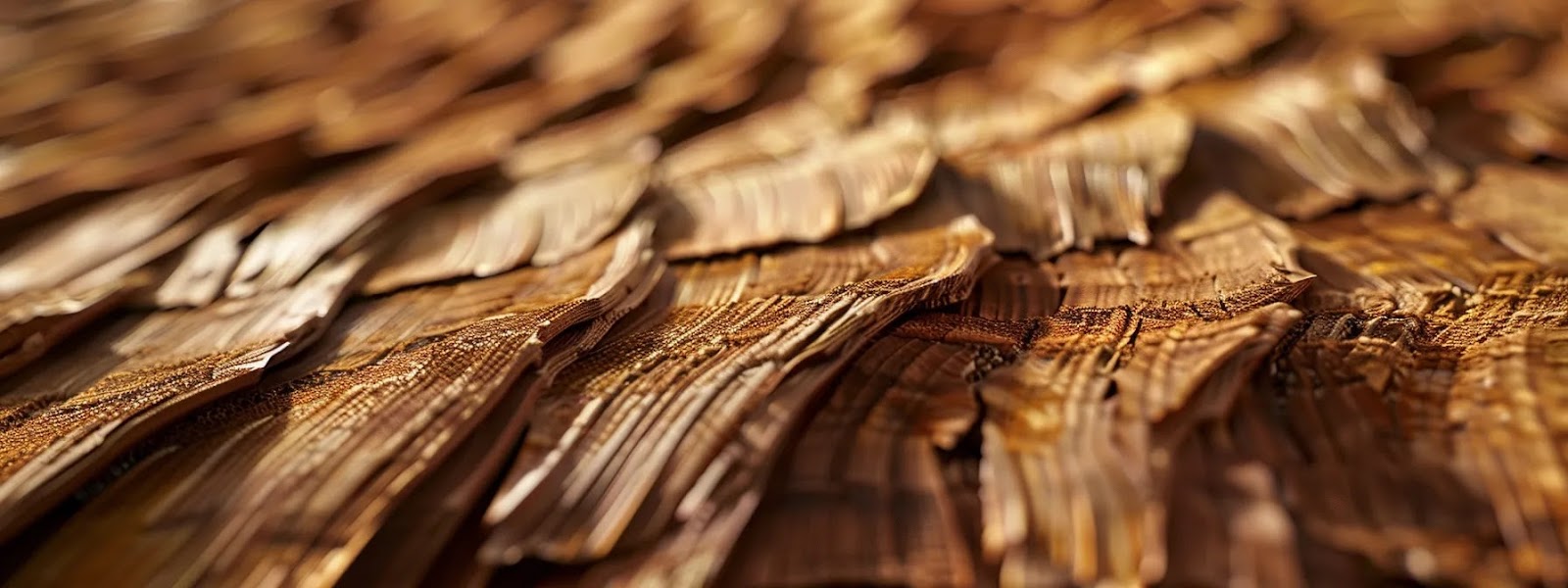 a close-up photo of a well-maintained cedar shake roof, showcasing its natural beauty and durability.