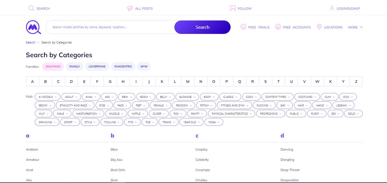 ModelSearcher Categories