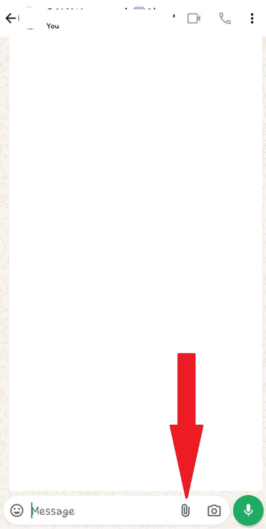 Screenshot of the insert file button in whatsapp