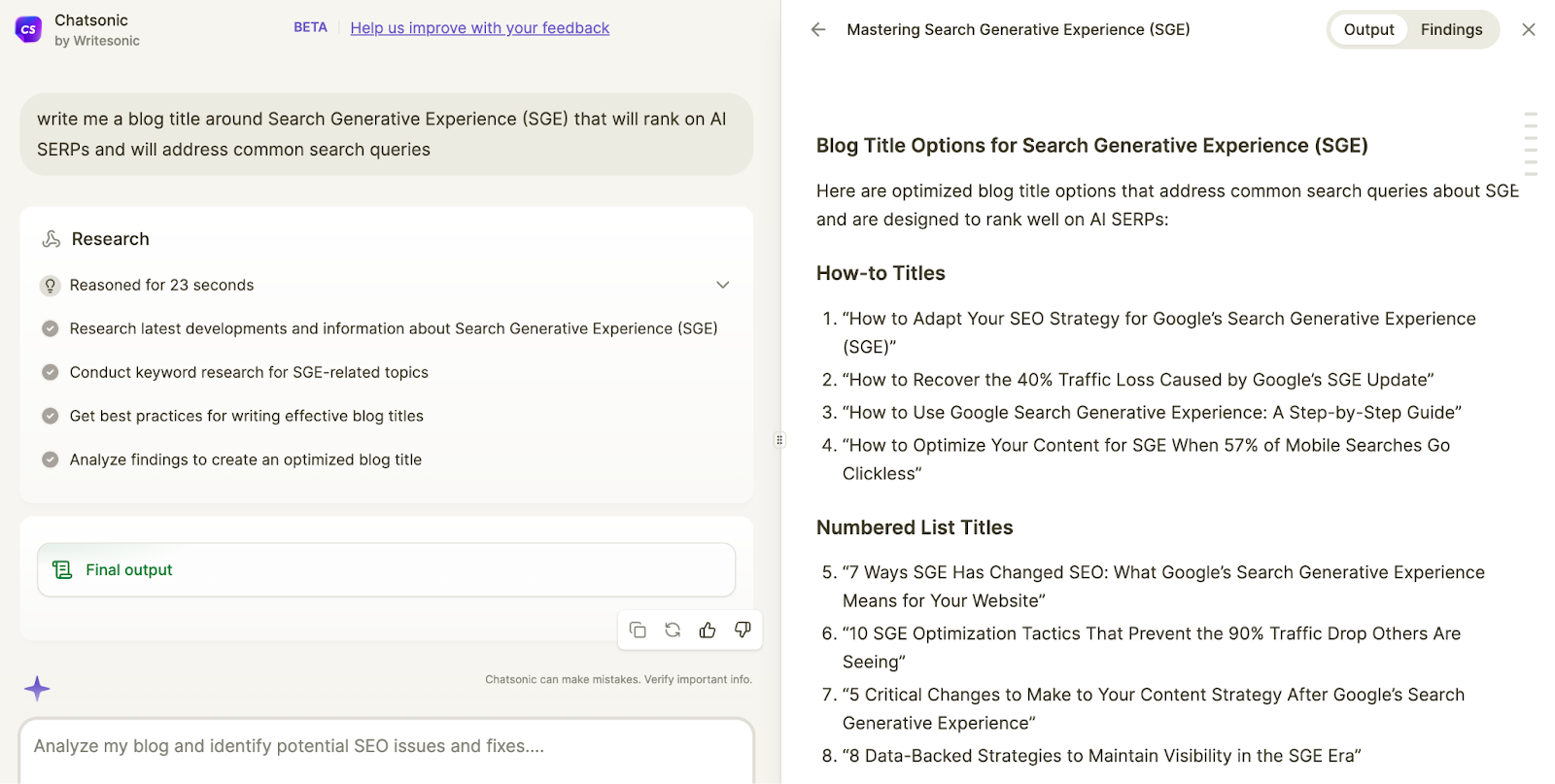 Writesonic SEO AI Agent