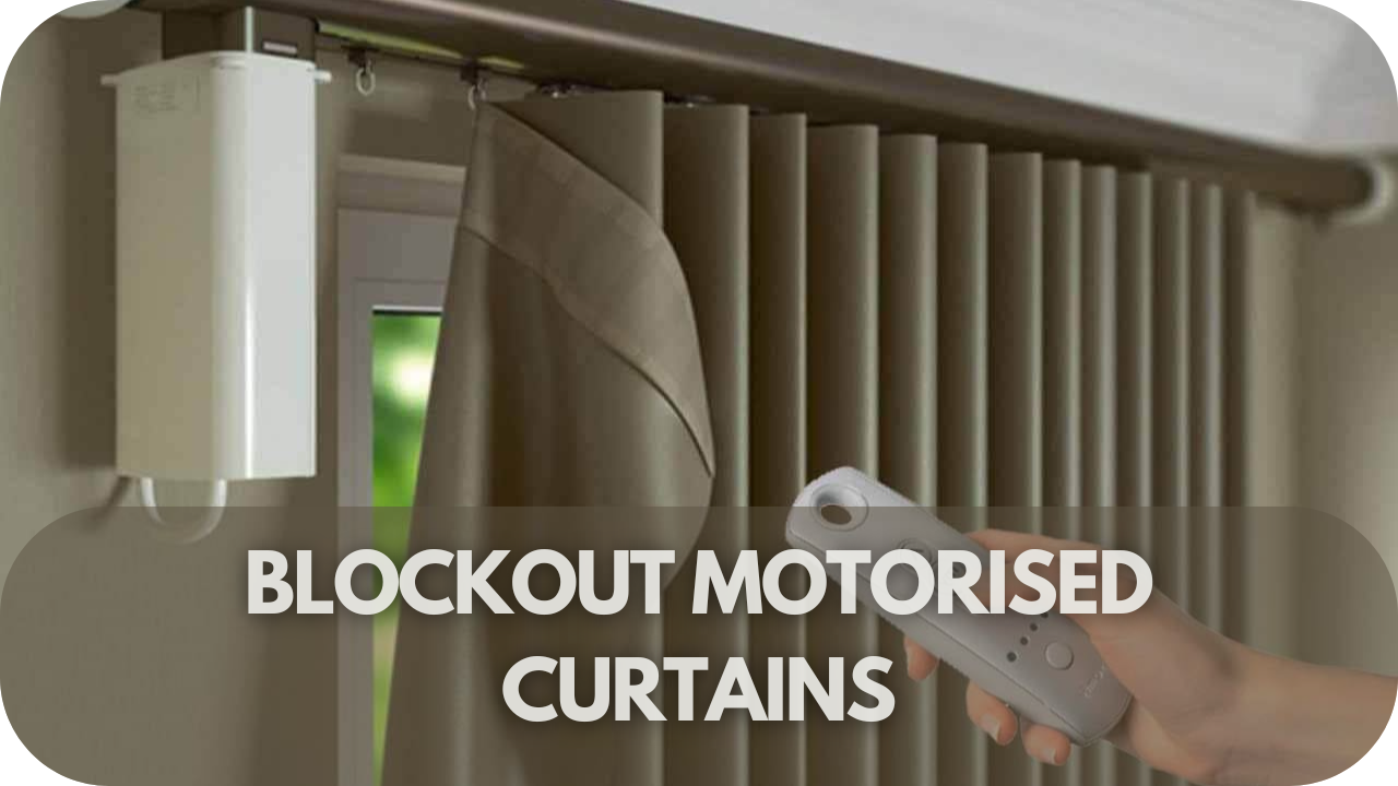 Effortless light control with blockout motorised curtains for ultimate privacy and comfort.