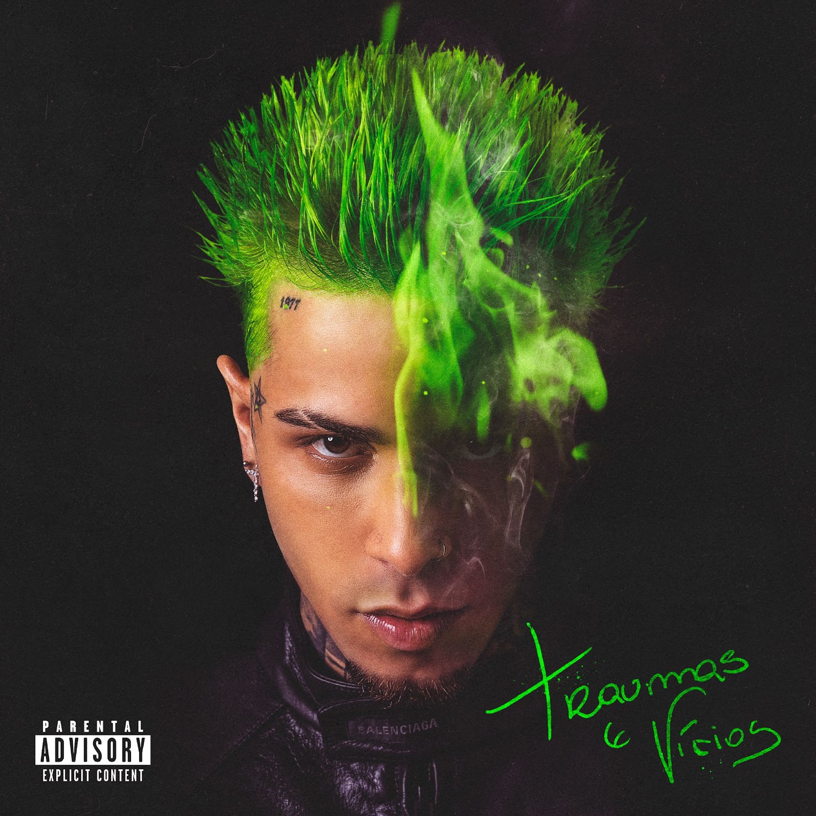 Capa do álbum "Traumas e Vícios", do trapper Cjota.