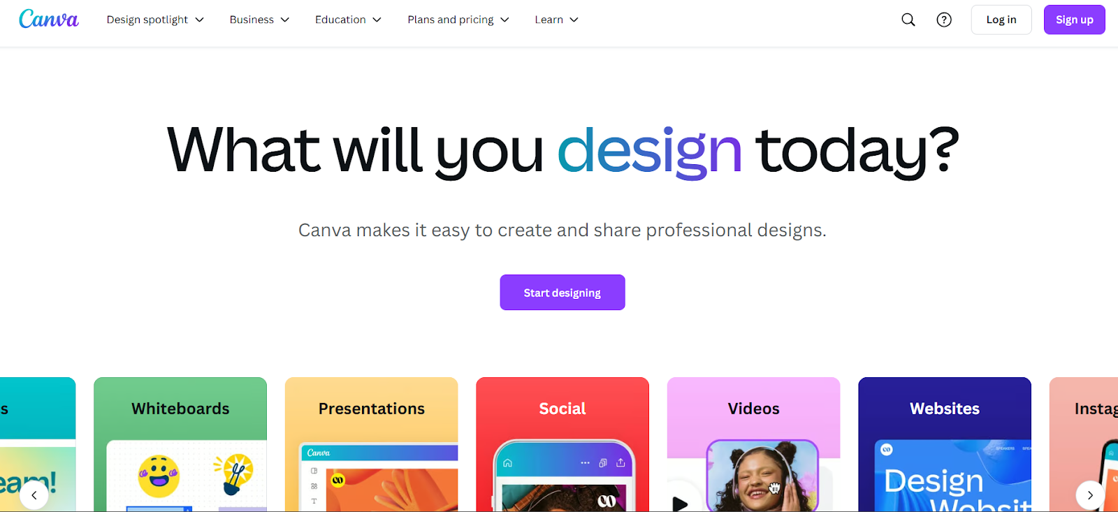 canva homepage screenshot