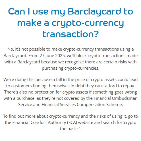 Barclays bans customers from using credit cards for any crypto transactions