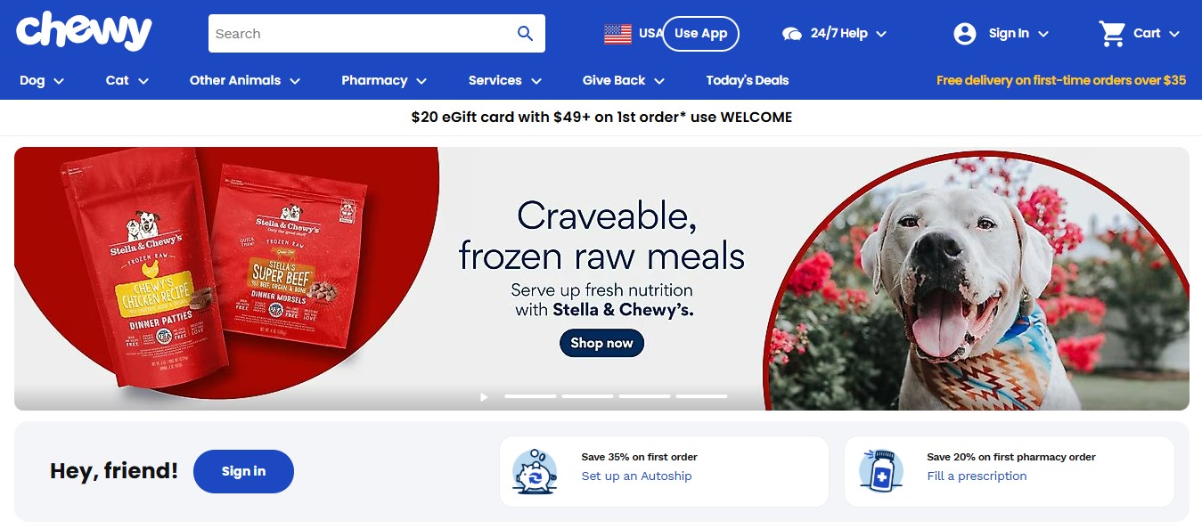 Chewy home page