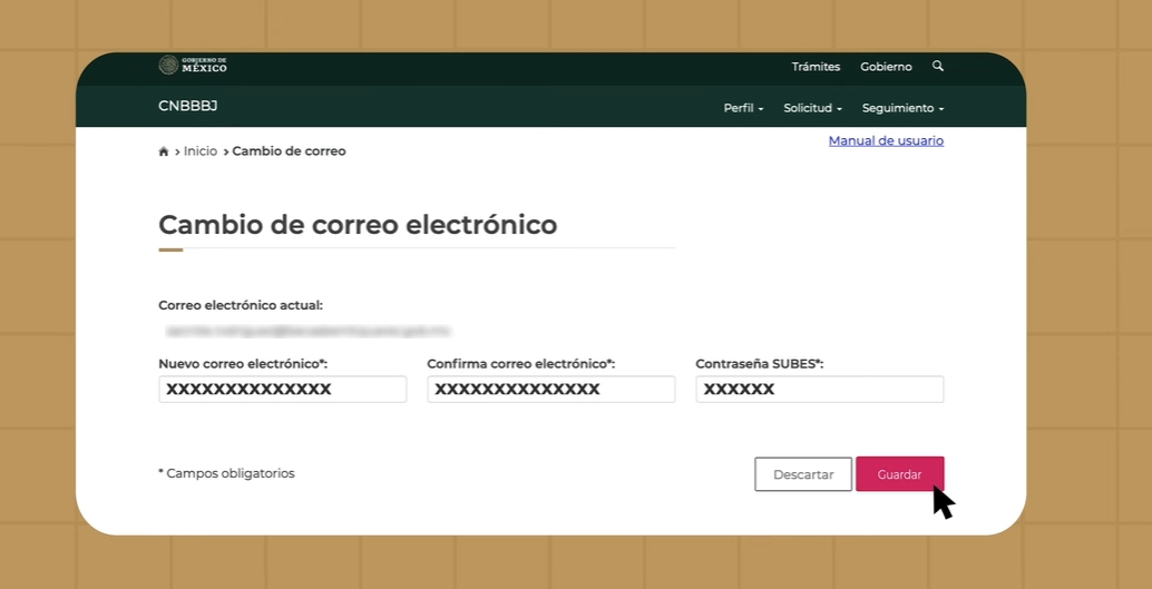 Introduce un nuevo correo electrónico y haz clic en "Ahorrar".