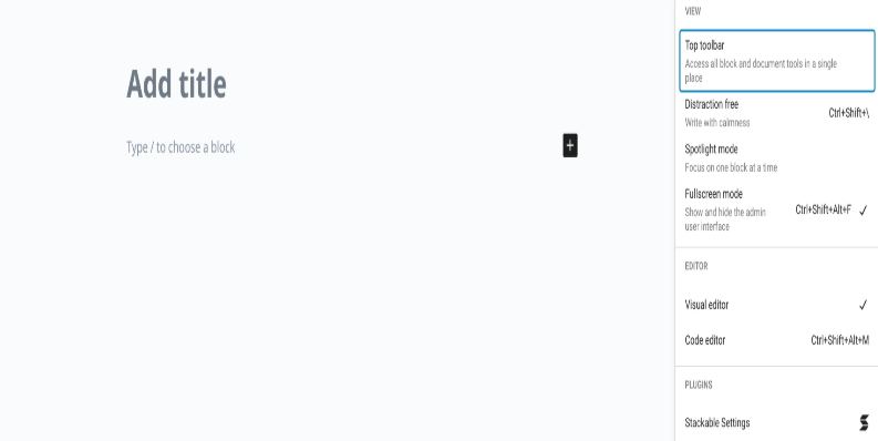 Une capture d’écran d’un nouveau message vierge dans WordPress.