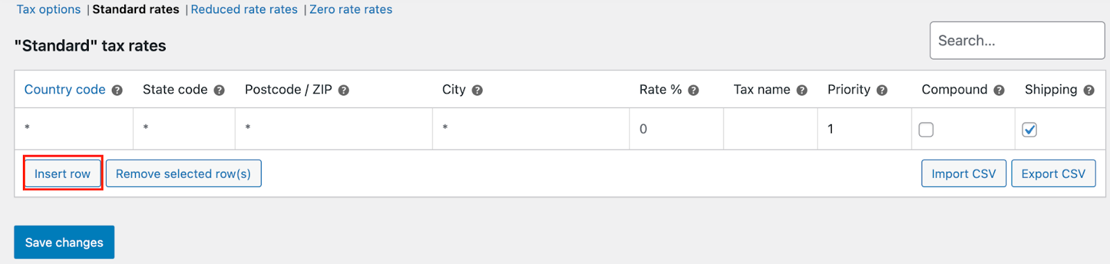 insert row in tax