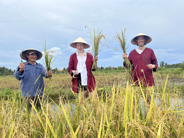 Du lịch trải nghiệm kiểu mới, khách Tây hào hứng xuống ruộng làm nông