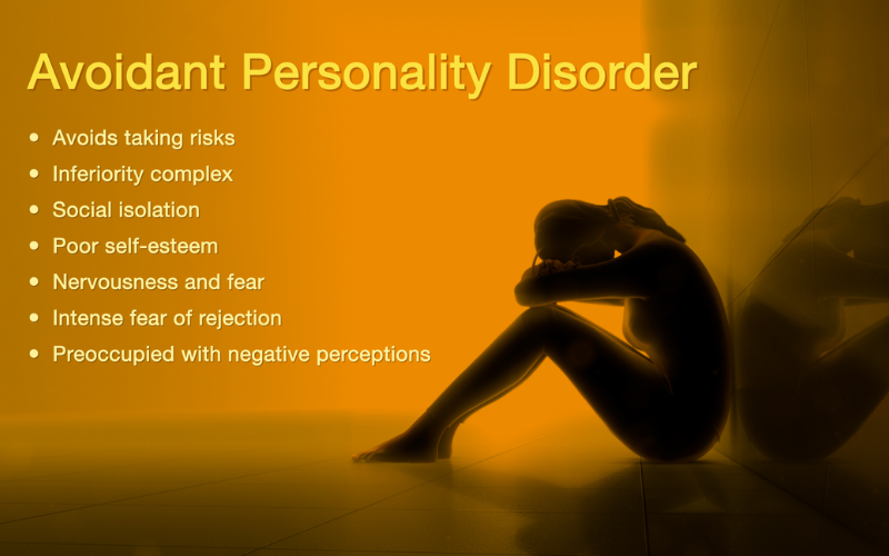 Visual representation of Avoidant Personality Disorder symptoms, including social isolation and fear.