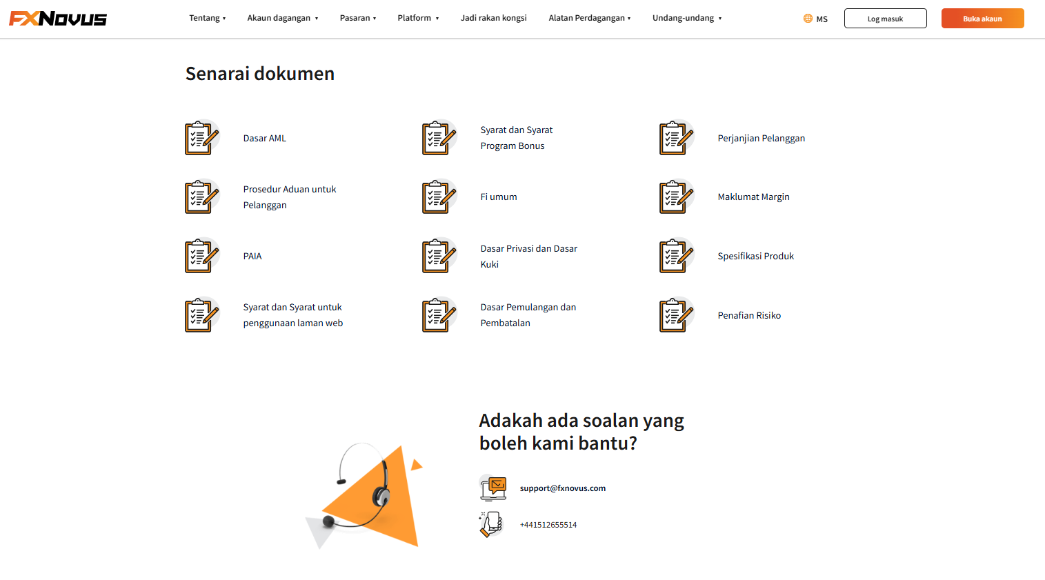 Lawati Halaman Undang-Undang FXNovus untuk maklumat lanjut