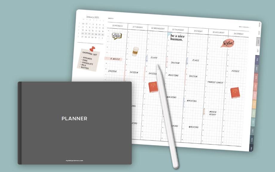 Goodnotes Planner Template: 2025-2026 Grid Digital Planner by Mydailyplanners