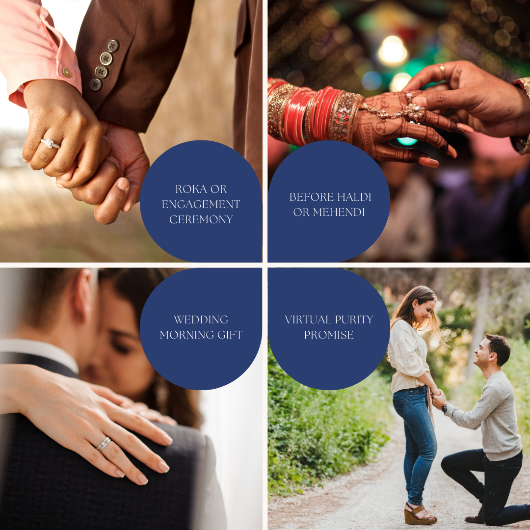 Time to exchange diamond and gold purity ring to celebrate Indian wedding.