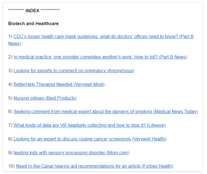 Haro Link building Example Mail Format