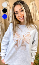 Satin Bow Graphic Sweatshirt