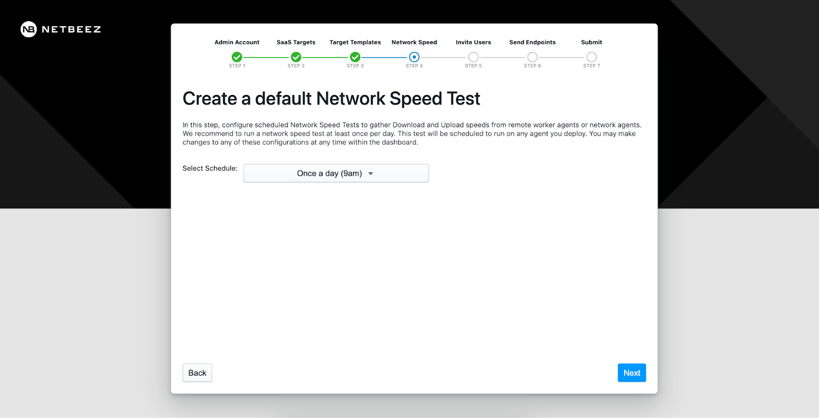 Create a network speed test schedule for network connectivity