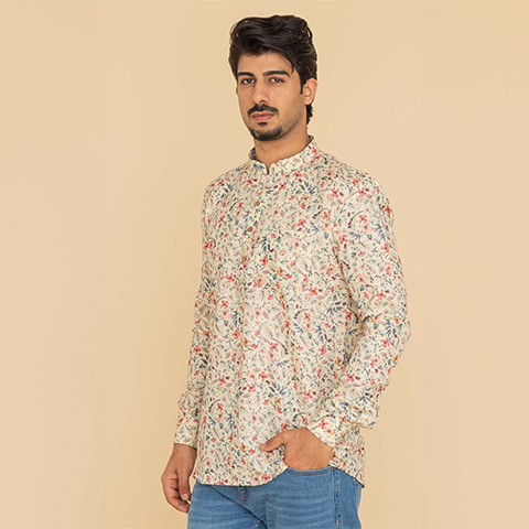 Floral Cream Prints Kurta