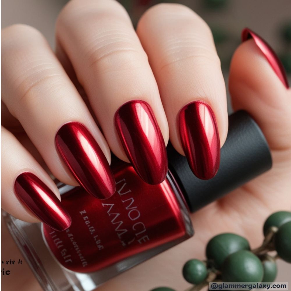 December Nails having Metallic Red
