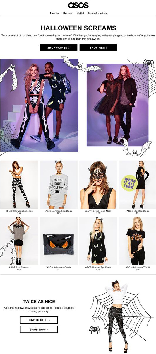 Example of a Halloween product suggestion email